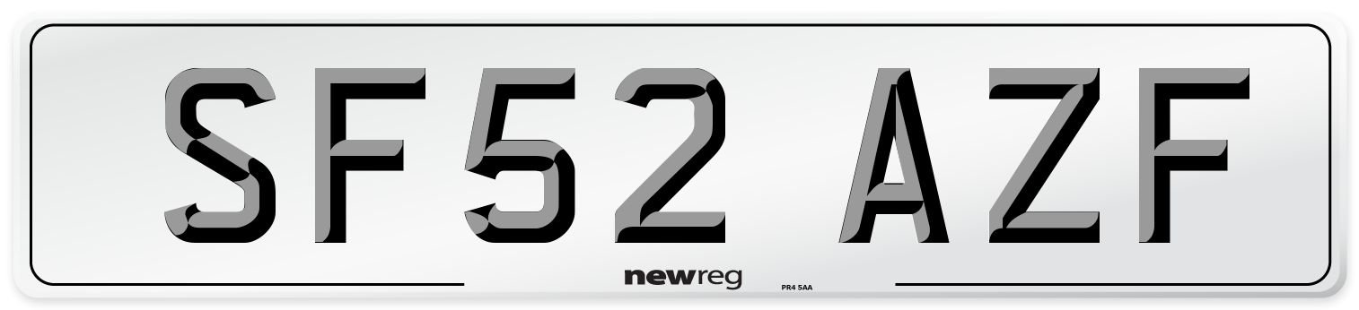SF52 AZF Number Plate from New Reg